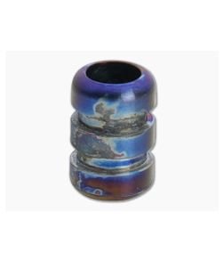 Ti Survival Grooved Titanium Lanyard Bead Blue Smoke Anodized 086 - TS-086 1