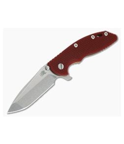Hinderer XM-18 3.5" Stonewashed S45VN Spanto Red G10 Bronze Tri-Way Flipper 0977 - HK-0977 1