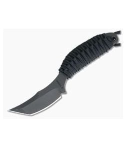 M. Strider Knives WP Hand Ground Trailing Point Tanto Black PSF27 Black Paracord - MSK-099 1