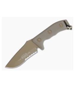 Microtech Currahee S/E Tan Partial Serrated Elmax Fixed Blade Knife - MT-102-2TA-ELMAX 1