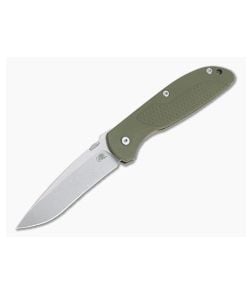 Hinderer Firetac Recurve Stonewashed 20CV OD Green G10 Tri-Way Bronze Titanium Frame Lock Folder 1106 - HK-1106 1