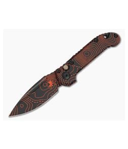 Microtech Signature Series LUDT Gen III S/E Single Edge Topographic Black/Orange Camo Smooth Aluminum M390MK Automatic Knife (3.45" Blade) 1135S-1TPBKORCS - MT-1135S-1TPBKORCS 1