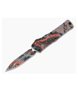 Microtech Combat Troodon D/E Gen III Gray/Black/Orange Splatter - MT-1142-1BGBKORSPLS 1