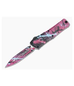 Microtech Combat Troodon D/E Gen III Black/Pink/Lt Blue Splatter - MT-1142-1BKPKLBSPLS 1