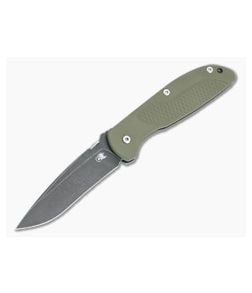 Hinderer Firetac Recurve Battle Black 20CV OD Green G10 Tri-Way Titanium Frame Lock Folder 1144 - HK-1144 1