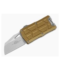 Microtech Exocet II Wharncliffe Tan Aluminum M390MK Stonewash OTF Automatic Knife (2.20" Blade) 1156-10TA - MT-1156-10TA 1