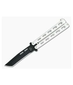 Bear and Son Cutlery Black Tanto Point White Butterfly Knife 115TANW - BS-115TANW 1