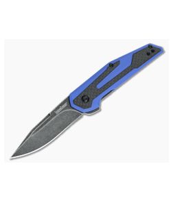 Kershaw Fraxion Blue G10 Carbon Fiber Blackwash Anso KVT Flipper 1160BLUBW - KS-1160BLUBW 1