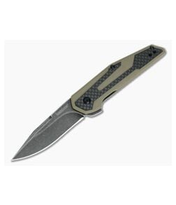 Kershaw Fraxion Tan G10 Carbon Fiber Blackwash Anso KVT Flipper 1160TANBW - KS-1160TANBW 1