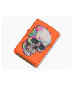 Zippo Windproof Lighter Neon Orange Geometric Skull - ZI-29402 1