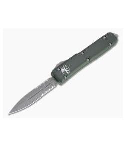 Microtech Ultratech D/E Apocalyptic M390 Serrated Double Edge OD Green OTF Automatic Knife 122-11APOD - MT-122-11APOD-M390 1