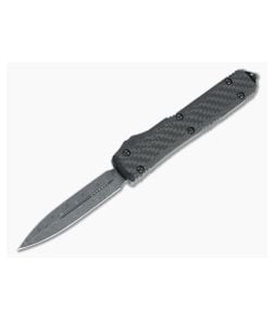 Microtech Ultratech Signature D/E Damascus Double Edge Carbon Fiber Top OTF Automatic 122-16CFS - MT-122-16CFS 1
