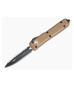 Microtech Ultratech D/E CC Tan M390 Full Serrated Double Edge OTF Automatic Knife 122-3CCTA - MT-122-3CCTA-M390 1