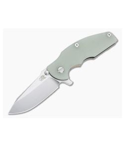 Hinderer Knives Jurassic Spear Point Stonewashed 20CV Translucent G10 Bronze Tri-Way Pivot Flipper 1222 - HK-1222 1