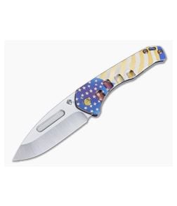 Medford Praetorian Slim Drop Point Tumbled S35VN Blue American Flag Titanium Folder - MKT-124 1