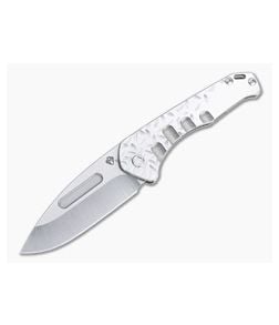 Medford Praetorian Slim Drop Point Tumbled S35VN Faced Silver Falling Leaf Titanium Folder - MKT-125 1