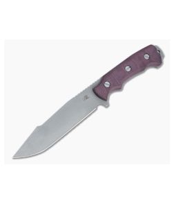Hinderer Knives Fieldtac 6" Harpoon Spearpoint Working Finish Nitro-V Burgundy Micarta Fixed Blade 1271 - HK-1271 1