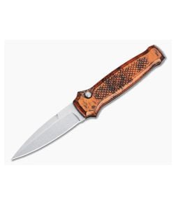 Piranha P12 Prowler Stonewashed 154CM Orange Button Lock Automatic - PRN-12O 1