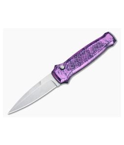 Piranha P12 Prowler Stonewashed 154CM Plum Button Lock Automatic - PRN-12P 1