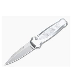 Piranha P12 Prowler Stonewashed 154CM Silver Button Lock Automatic - PRN-12S 1