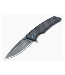 Kershaw Knives Halogen BlackWash G10 Carbon Fiber Flipper 1336BW - KS-1336BW 1