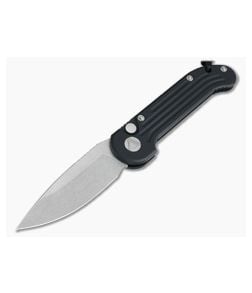 Microtech LUDT Stonewashed Elmax Plain Edge Black Automatic Knife 135-10 - MT-135-10-ELMAX 1