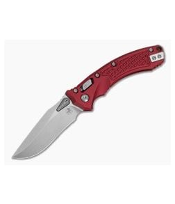 Microtech Mini Amphibian RAM-LOK Merlot Red Frag Aluminum M390MK Stonewash Manual Folding Knife (3.25" Blade) 137MRL-10FRMR - MT-137MRL-10FRMR 1