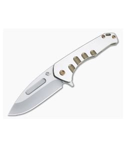 Medford Praetorian Slim Flipper Drop Point Tumbled S35VN Satin Silver/Bronze Titanium Frame Lock Folder - MKT-MKT138 1