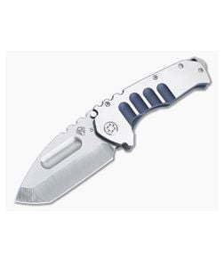 Medford Praetorian Ti Tanto Tumbled S35VN Faced Silver Bead Blast Blue Titanium Folder - MKT-MKT143 1