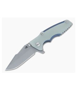 Hinderer Eklipse 3.0" Tri-Way Liner Lock Flipper Translucent Green G10 Handles Battle Blue 20CV Harpoon Spanto Blade 1468 - HK-1468 1