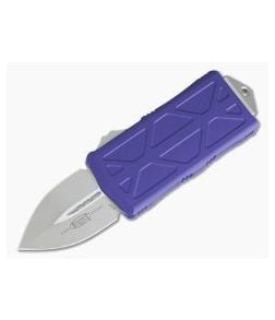 Microtech Exocet Purple Handle Stonewashed Plain Double Edge CA Legal OTF Auto 157-10PU - MT-157-10PU 1