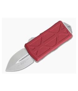 Microtech Exocet Red Handle Stonewashed M390 Plain Double Edge CA Legal OTF Auto 157-10RD - MT-157-10RD-M390 1