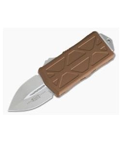 Microtech Exocet Stonewashed 204P Plain Double Edge Tan CA Legal OTF Auto 157-10TA - MT-157-10TA 1