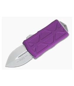 Microtech Exocet Violet Stonewash M390 Plain Double Edge CA Legal OTF Auto 157-10VI - MT-157-10VI-M390 1