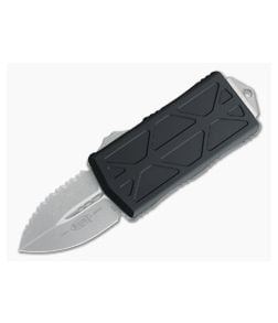 Microtech Exocet D/E Stonewashed Full Serrated Double Edge Black CA Legal OTF Automatic 157-12 - MT-157-12 1