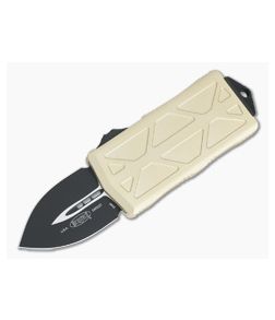 Microtech Exocet Champagne Gold Black 204P Plain Double Edge CA Legal OTF Auto 157-1CG - MT-157-1CG-204P 1
