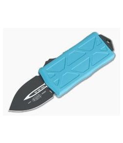 Microtech Exocet Turquoise Handle Black Plain Double Edge CA Legal OTF Auto 157-1TQ-204P - MT-157-1TQ-204P 1