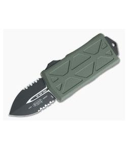 Microtech Exocet Black Partially Serrated 204P Double Edge OD Green CA Legal OTF Automatic 157-2OD - MT-157-2OD-204P 1