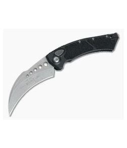 Microtech Hawk Automatic Karambit Stonewashed Elmax Plain Edge Black Aluminum 166-10 - MT-166-10-ELMAX 1