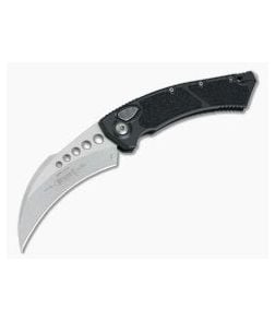 Microtech Hawk Automatic Karambit Stonewashed M390 Plain Edge Black Aluminum 166-10 - MT-166-10-M390 1
