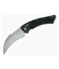 Microtech Hawk Automatic Karambit Stonewashed CTS-XHP Plain Edge Black Aluminum 166-10 - MT-166-10-XHP 1