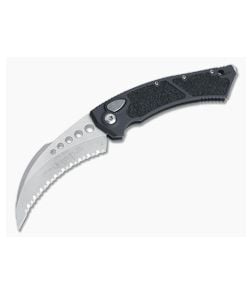 Microtech Hawk Automatic Karambit Stonewashed M390 Full Serrated Black Aluminum 166-12 - MT-166-12 1