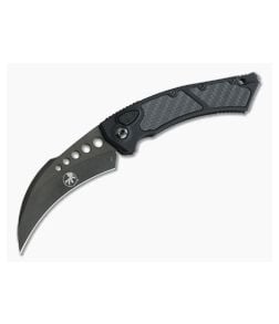 Microtech Hawk Automatic Karambit Signature Black DLC 204P Carbon Fiber Aluminum Folder 166-1DLCTCFIS - MT-166-1DLCTCFIS-204P 1