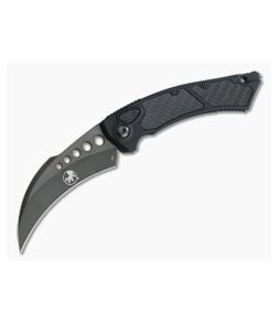 Microtech Hawk Automatic Karambit Signature Black DLC M390 Carbon Fiber Aluminum Folder 166-1DLCTCFIS - MT-166-1DLCTCFIS-M390 1