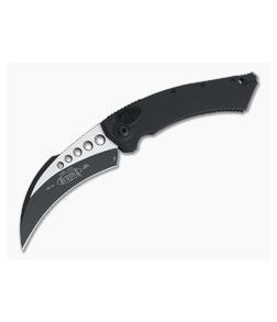 Microtech Hawk Automatic Karambit Smooth Black Tactical Plain Edge CTS-204P Black Aluminum 166-1T - MT-166-1T-SM-204P 1