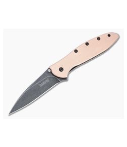 Kershaw Knives Leek Blackwash CPM-154 Raw Copper Assisted Flipper 1660CUBW - KS-1660CUBW 1