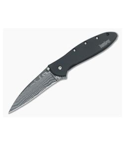 Kershaw Leek Damascus Assisted Flipper Black Steel Handle 1660DAMCKT - KS-1660DAMCKT 1