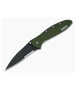Kershaw Leek OD Green Black Serrated Blade Assisted Flipper 1660OLBLKST - KS-1660OLBLKST 1
