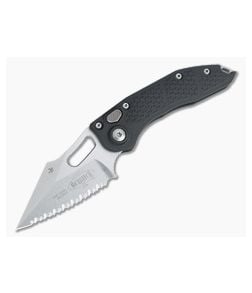 Microtech Stitch Borka Stonewashed Full Serrated M390 Black Button Lock Automatic 169-12 - MT-169-12 1