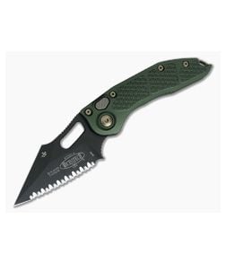 Microtech Stitch Full Serrated Black DLC M390 OD Green Automatic Knife 169-3DLCOD - MT-169-3DLCOD-M390 1